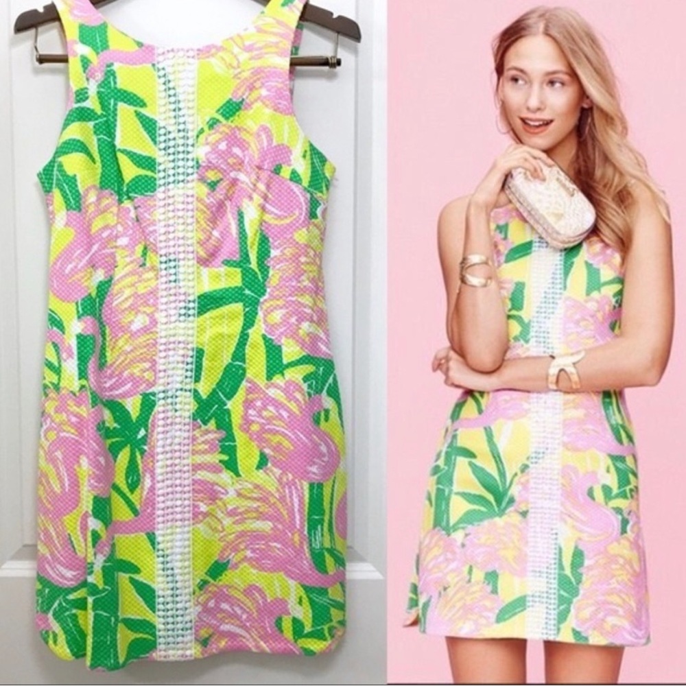 Lilly Pulitzer Target Flamingo Fan Dance Shift Sleeveless Dress Size 12 NWOT